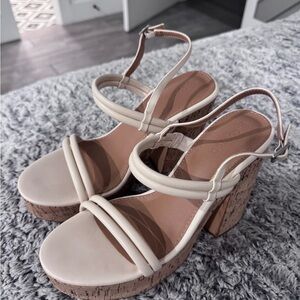 Beige Strappy Platform Sandals